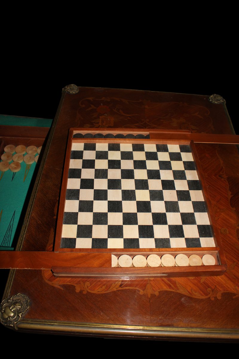Elegant French Transition Style Card Table, Late 19th Century-photo-3