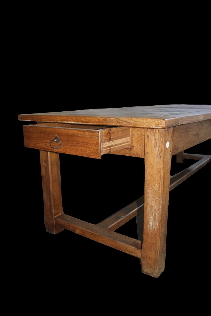 Large Rustic Oak Table - Late 19th Century-photo-4