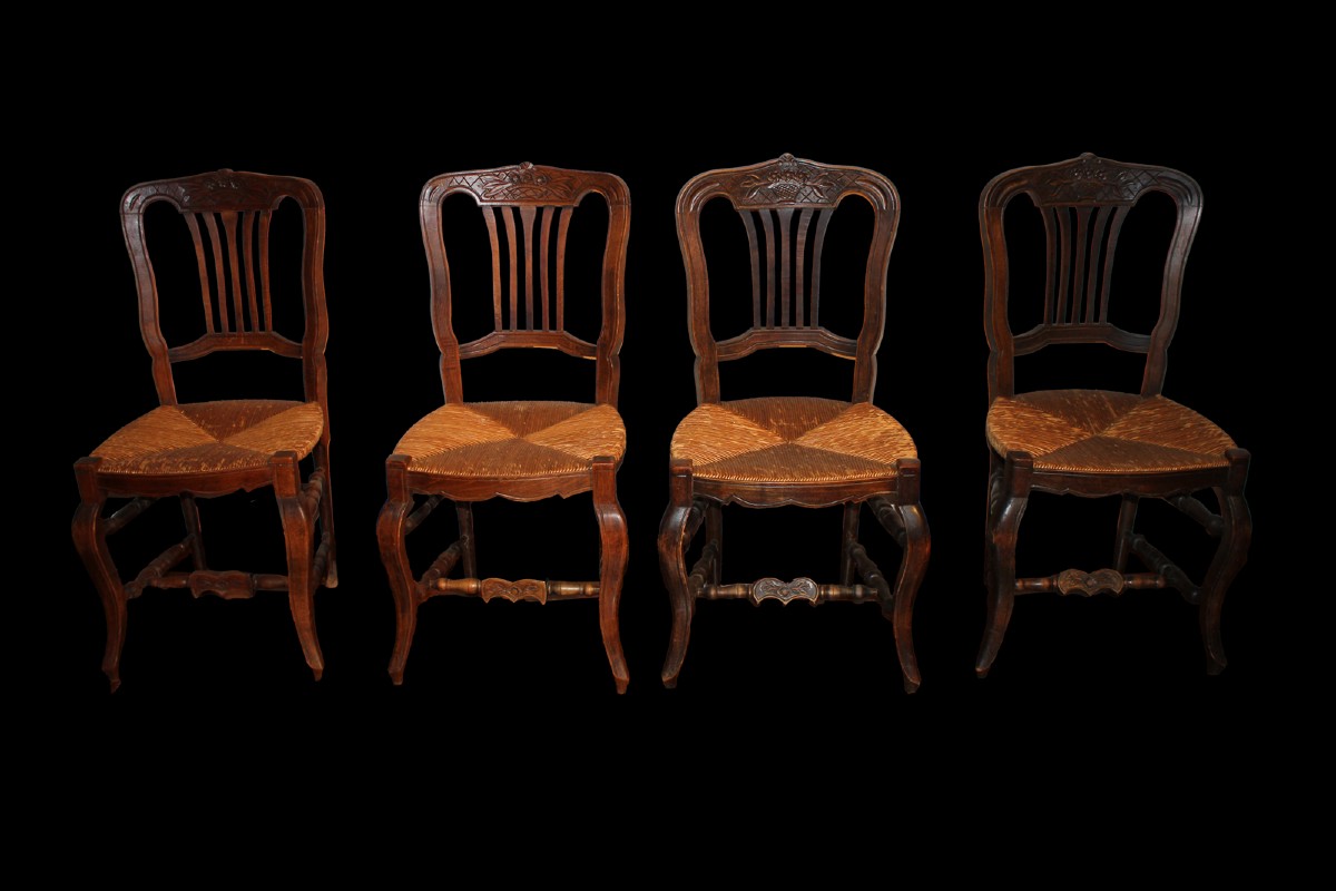 Group Of 4 French Provencal Chairs From The Late 19th Century-photo-1