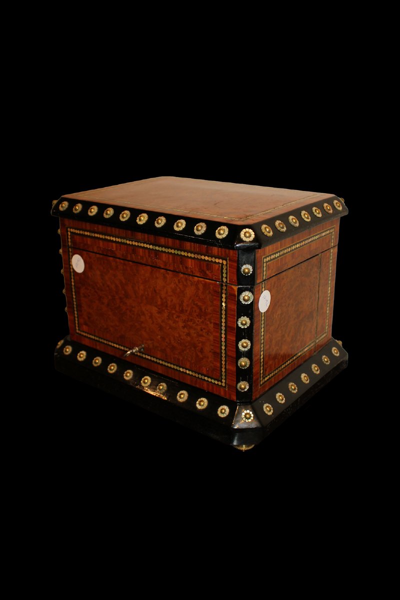 Maple Root And Mother-of-pearl Liquor Box - 19th Century-photo-2