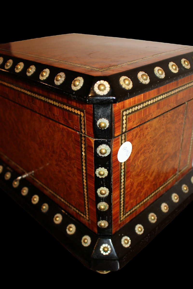 Maple Root And Mother-of-pearl Liquor Box - 19th Century-photo-3