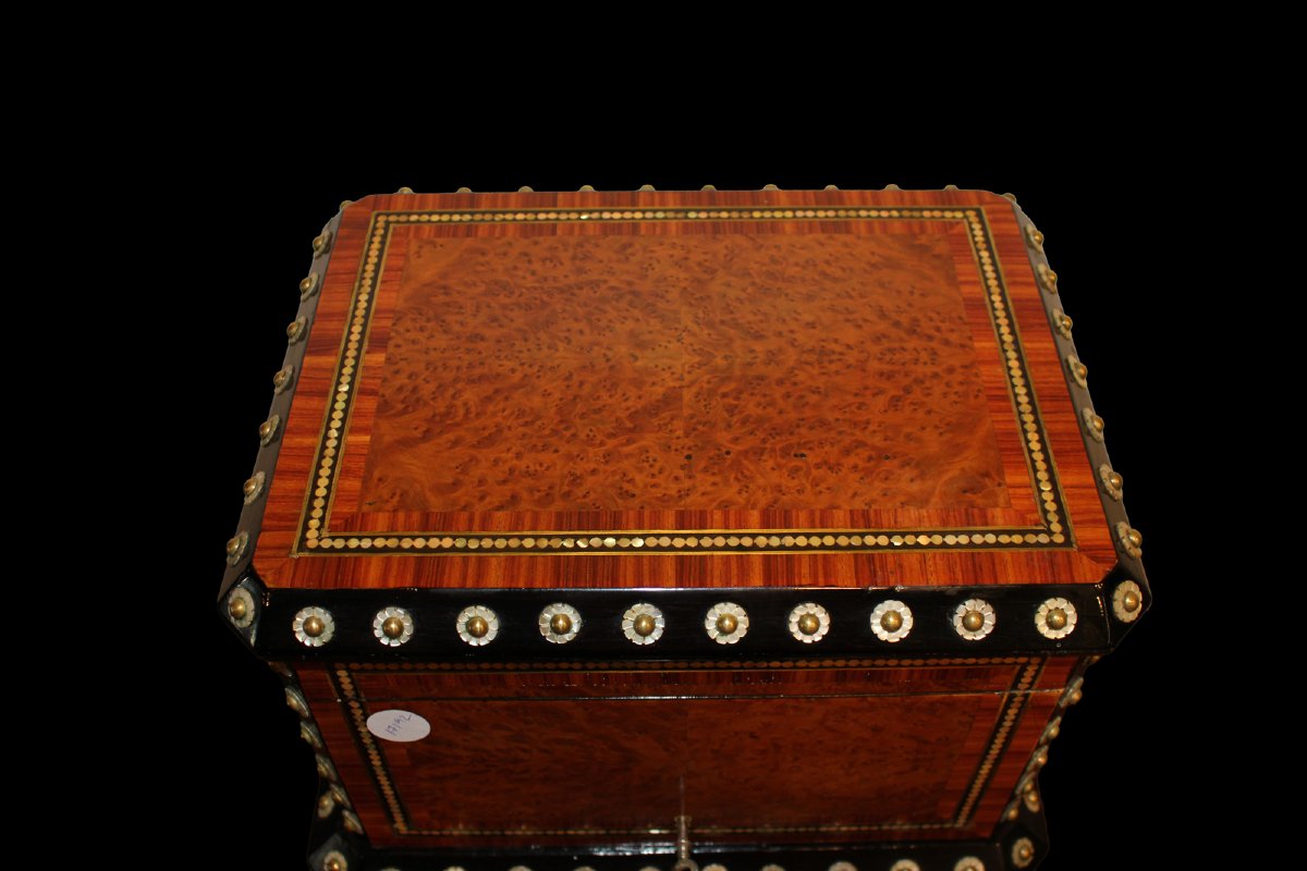 Maple Root And Mother-of-pearl Liquor Box - 19th Century-photo-4