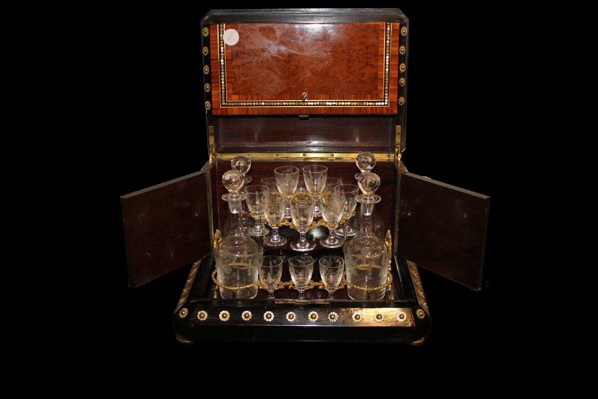 Maple Root And Mother-of-pearl Liquor Box - 19th Century-photo-1