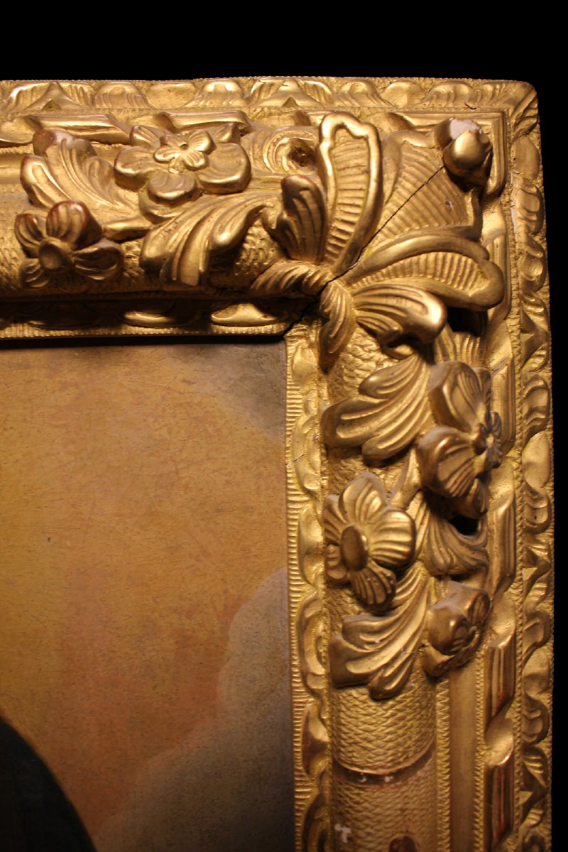 Huile sur toile représentant la Vierge à l'Enfant - XVIIIe siècle-photo-4