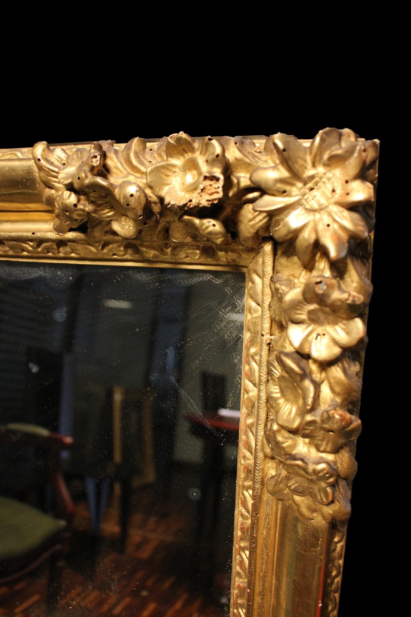 Miroir richement sculpté et doré - XIXe siècle-photo-2