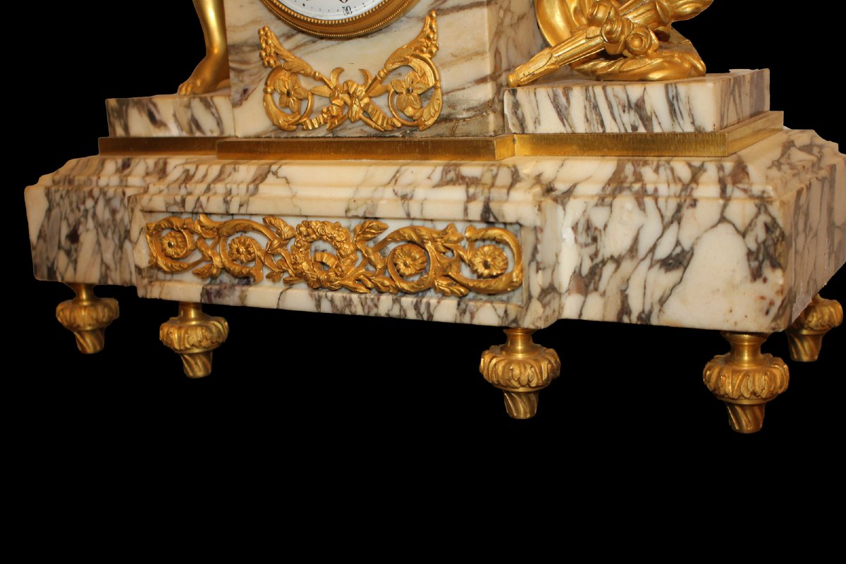 Pendule de cheminée en marbre et bronze doré – XIXe siècle-photo-2