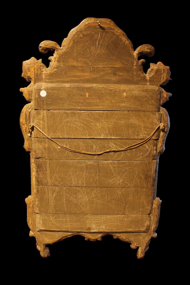 Miroir mural en bois finement sculpté et doré - XIXe siècle-photo-2