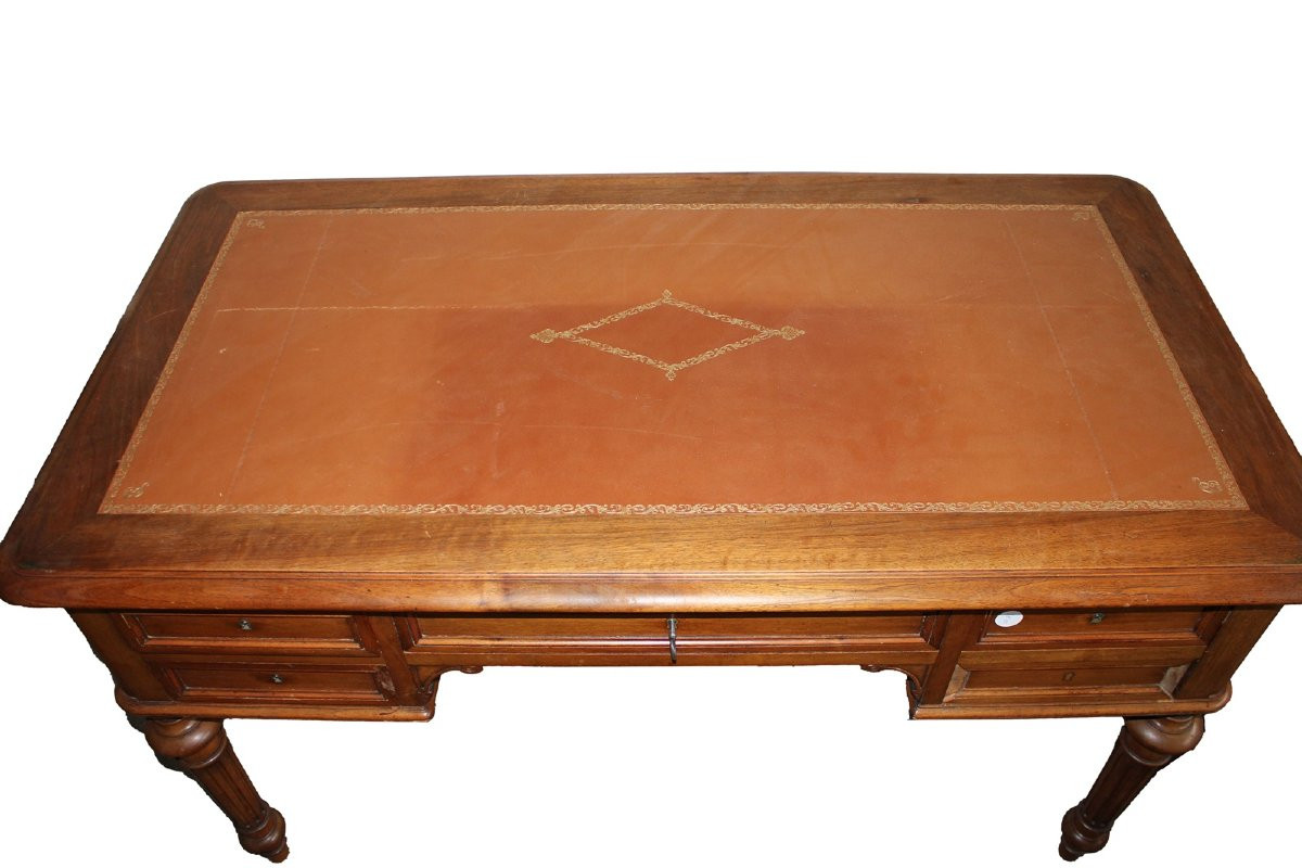 French Louis XVI Style Walnut Desk, Second Half Of The 19th Century-photo-1