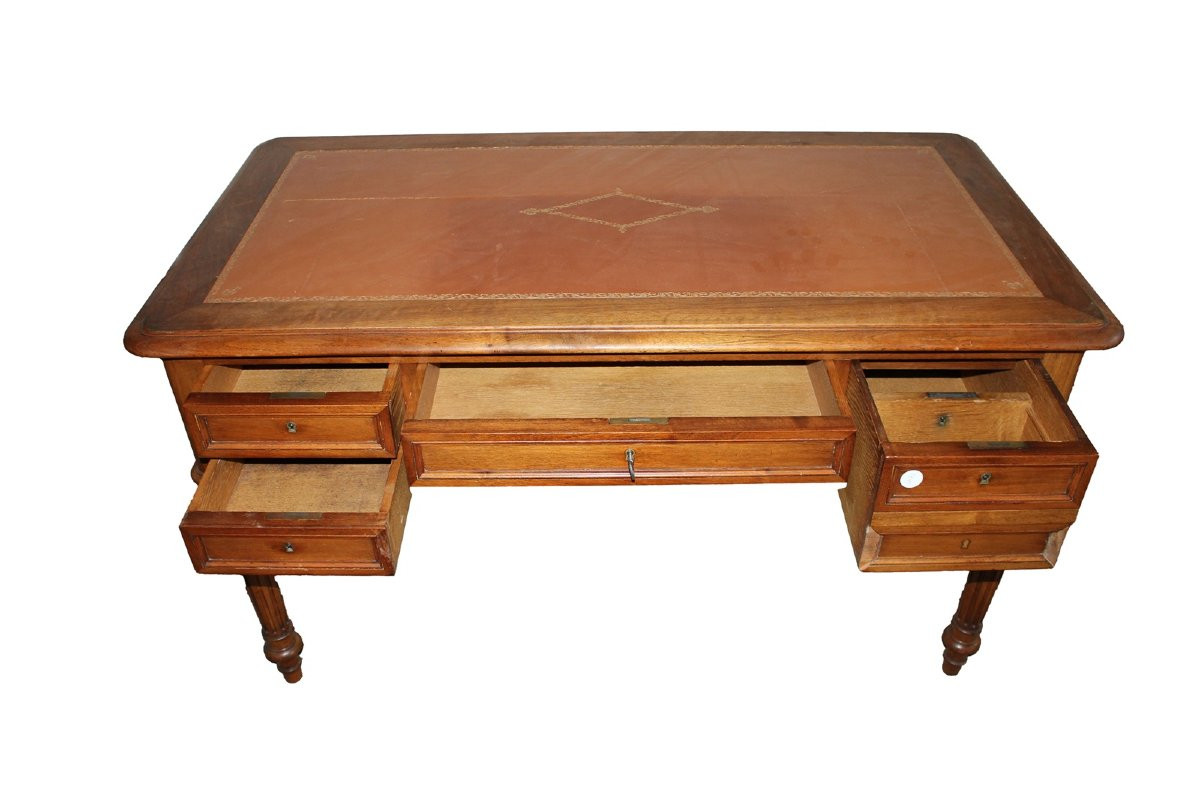 French Louis XVI Style Walnut Desk, Second Half Of The 19th Century-photo-2