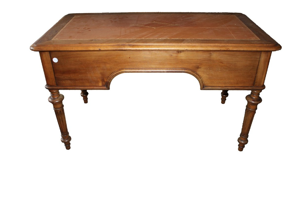 French Louis XVI Style Walnut Desk, Second Half Of The 19th Century-photo-4