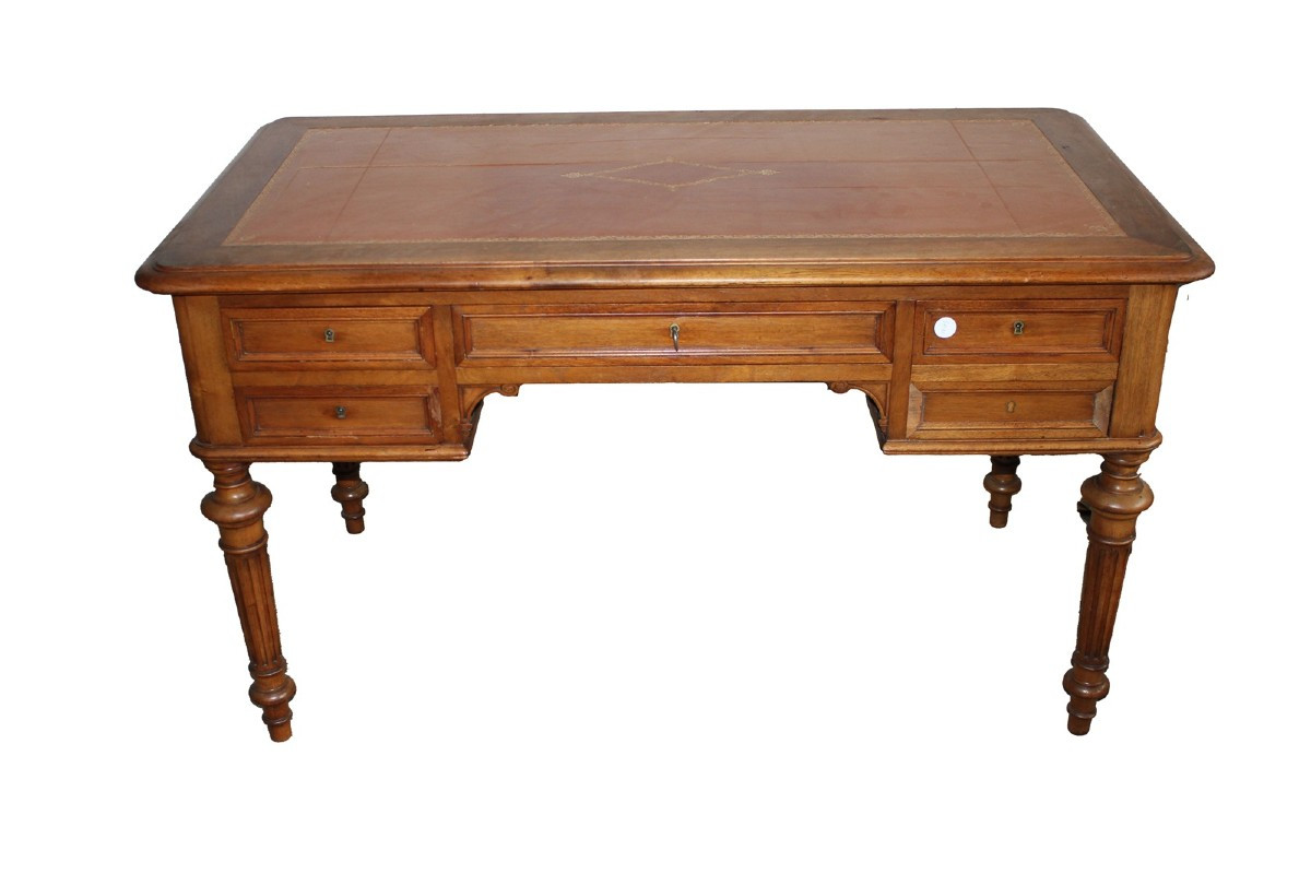 French Louis XVI Style Walnut Desk, Second Half Of The 19th Century