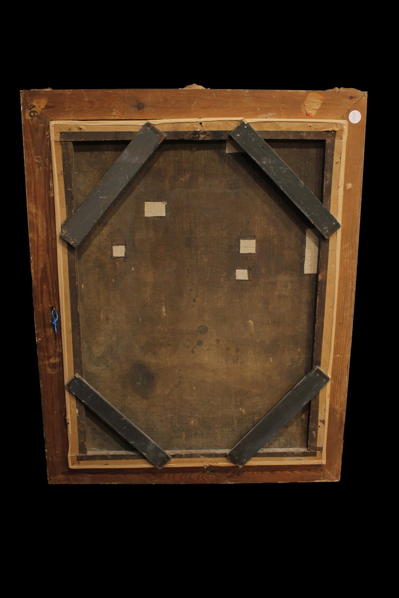 Huile sur toile française représentant la Vierge à l’Enfant, milieu du XIXe siècle-photo-3