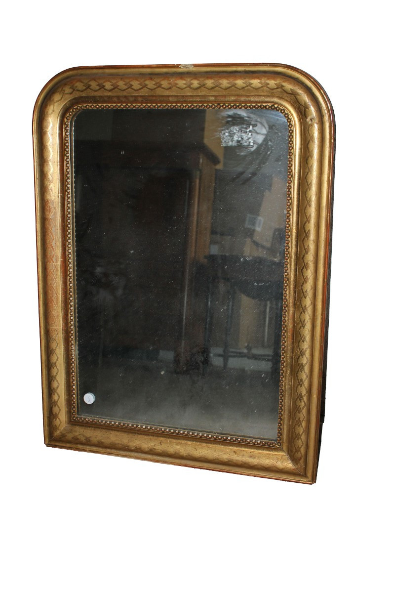 Miroir français en bois doré de forme rectangulaire, seconde moitié du XIXe siècle