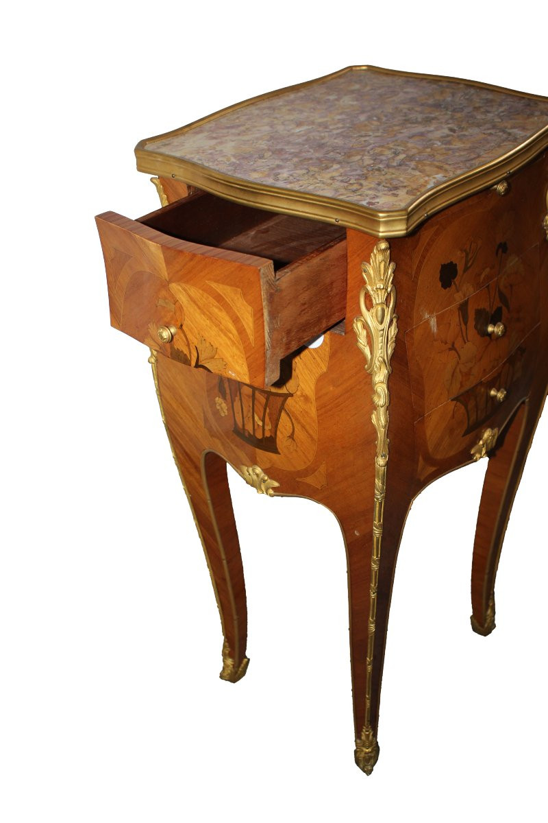 Chevet parisien français en bois de rose, style Louis XV, seconde moitié du XIXe siècle-photo-4