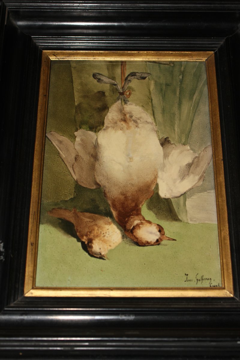 Paire de Peintures sur Porcelaine Française, Scènes de Chasse, Seconde Moitié du XIXe Siècle-photo-4