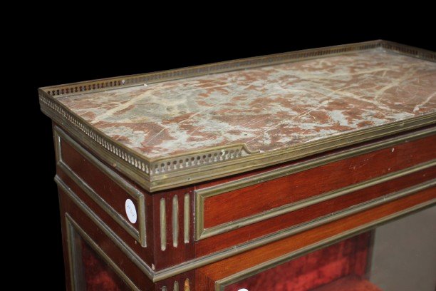 Vitrine Française de Style Louis XVI en Acajou avec Marbre Rouge, Seconde Moitié du XIXe Siècle-photo-2