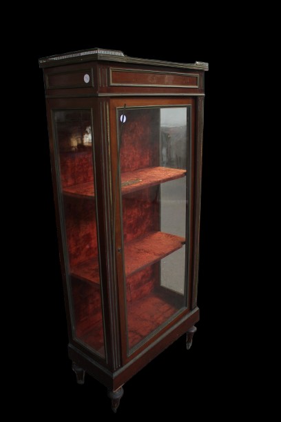 Vitrine Française de Style Louis XVI en Acajou avec Marbre Rouge, Seconde Moitié du XIXe Siècle-photo-1