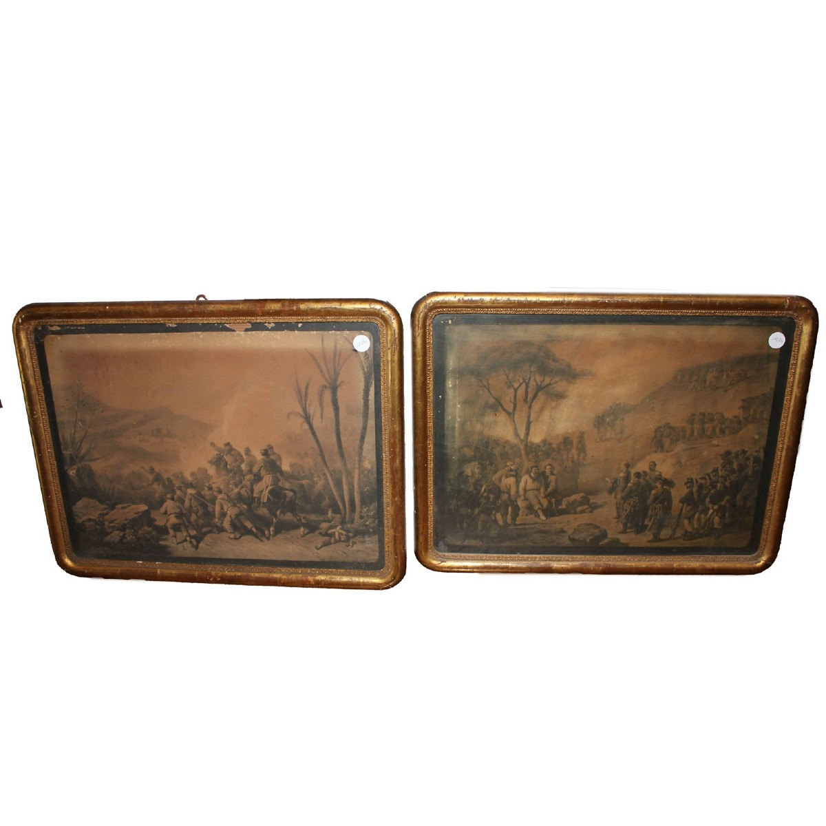 Paire de Gravures Italiennes Représentant des Scènes de Bataille, Fin XVIIIe – Début XIXe Siècl