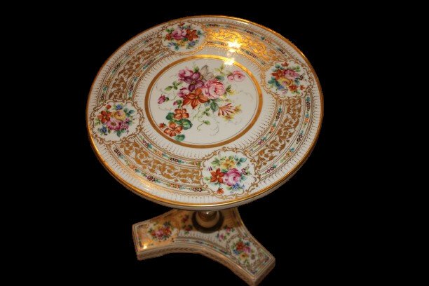 Charmante Table Basse Française en Porcelaine à Décor Floral, Début XXe Siècle-photo-3