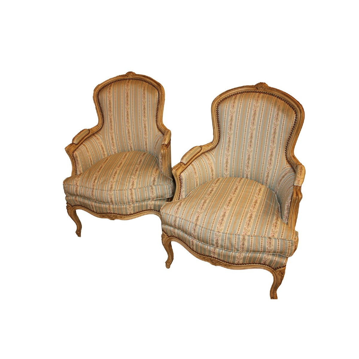 Pair Of French Louis XV Armchairs In Lacquered Wood – Late 19th Century