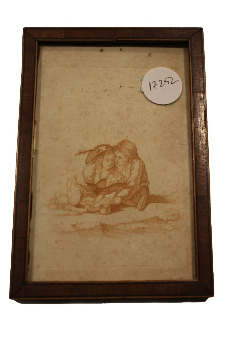 Pair Of French Red Chalk Drawings (sanguine) – Ladies And Children, 19th Century-photo-3