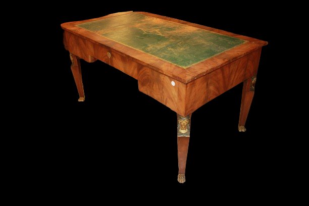 Grande bureau de milieu français style Empire en acajou – Début XXᵉ siècle-photo-2