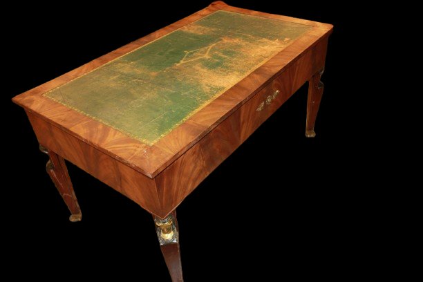 Grande bureau de milieu français style Empire en acajou – Début XXᵉ siècle-photo-1