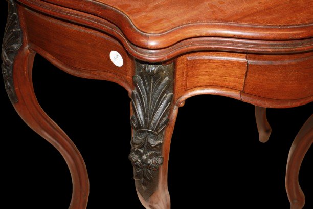 Table à jeux console française style Louis-Philippe en acajou – Seconde moitié du XIXᵉ siècle-photo-3