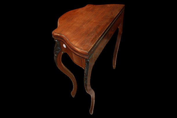 Table à jeux console française style Louis-Philippe en acajou – Seconde moitié du XIXᵉ siècle-photo-4