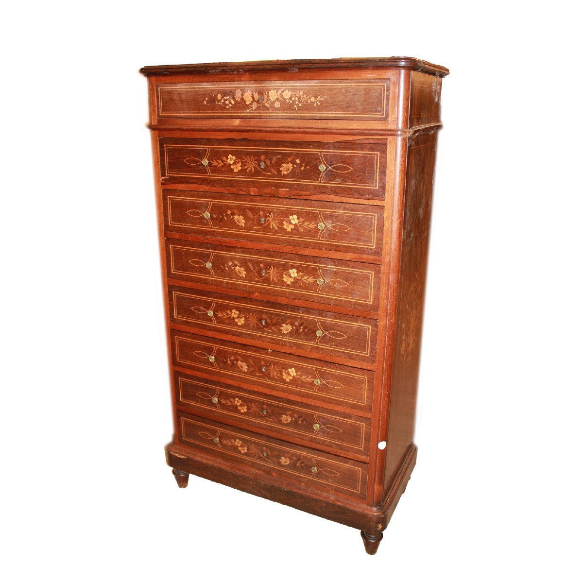 Semainier français en palissandre – Style Charles X, fin du XIXᵉ siècle