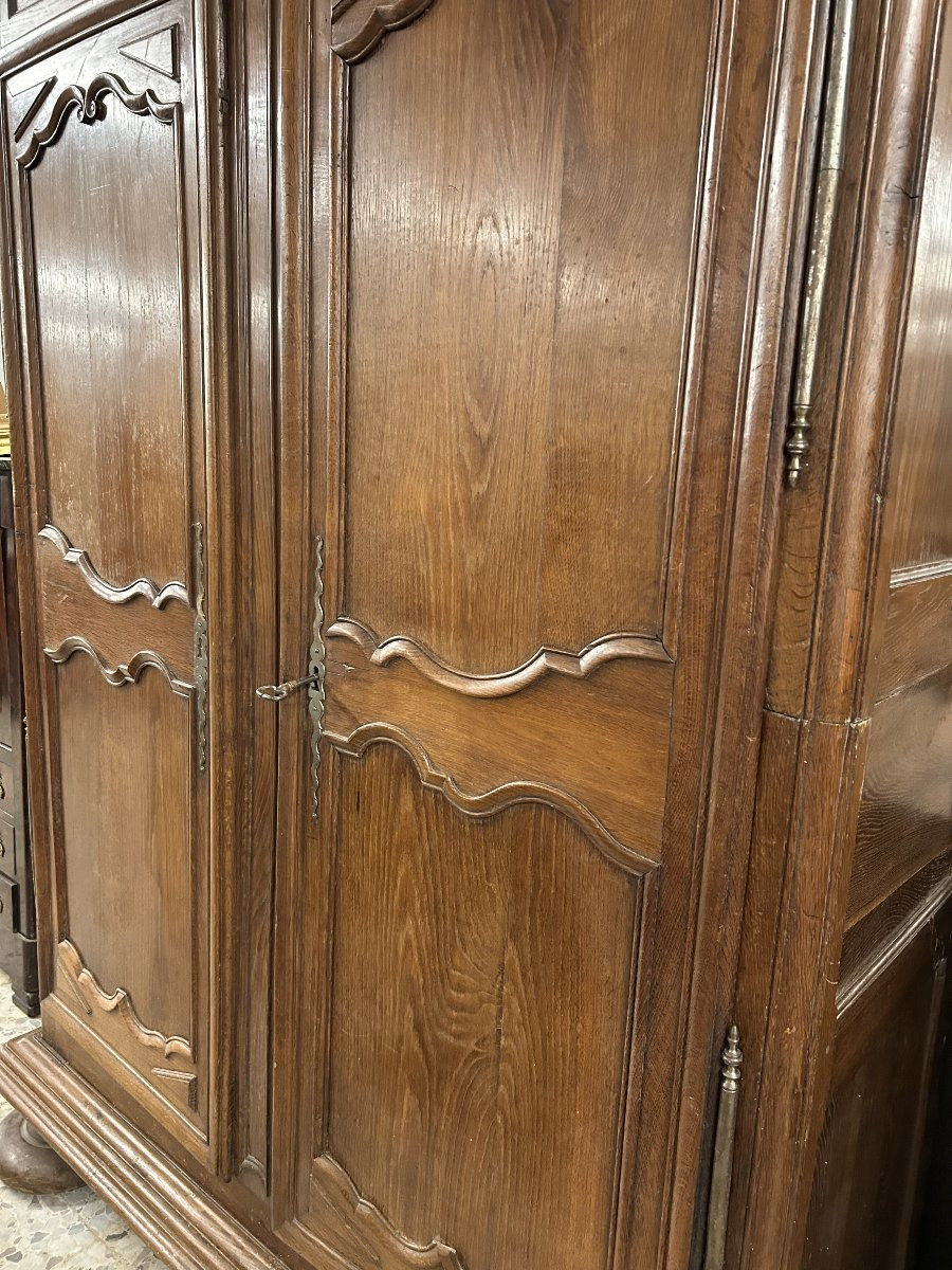 Large Early 19th Century French Provençal Oak Armoire Cabinet-photo-3
