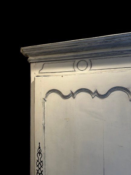 Armoire Provençal Français en Bois Laqué Blanc – Milieu XIXe Siècle-photo-2
