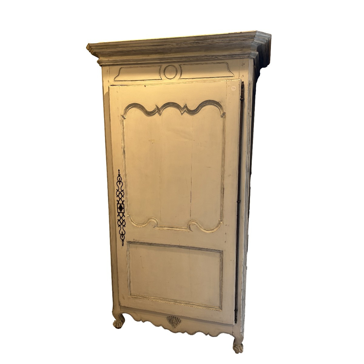 Armoire Provençal Français en Bois Laqué Blanc – Milieu XIXe Siècle