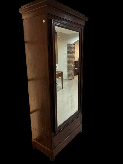 Armoire Française Directoire 1 Porte en Acajou avec Miroir – Seconde Moitié XIXe siècle-photo-4