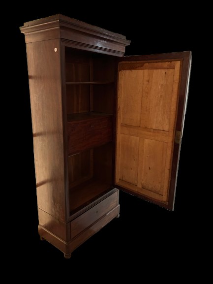 Armoire Française Directoire 1 Porte en Acajou avec Miroir – Seconde Moitié XIXe siècle-photo-1