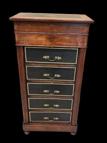 Cartonnier Français en Acajou avec Pupitre et Dessus en Cuir – Seconde Moitié XIXe siècle-photo-1