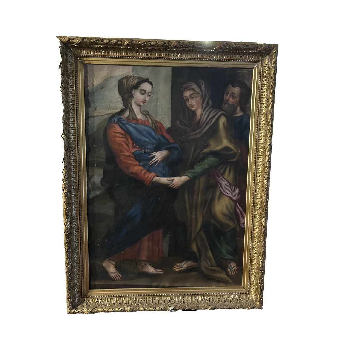 17th Century French Oil Painting – Madonna With Childbearing And Saint Joseph
