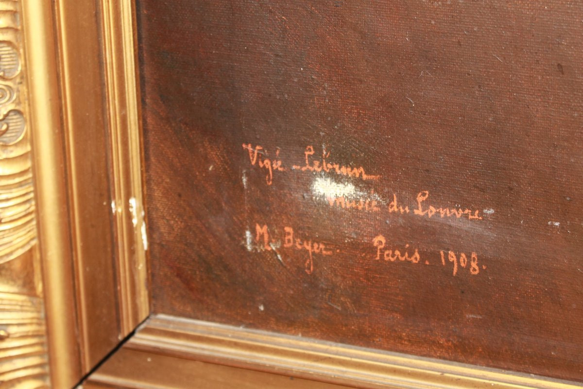 Peinture à l’Huile Française Art Nouveau – Jeune Dame Élégante au Chapeau, Début XXe Siècle-photo-4