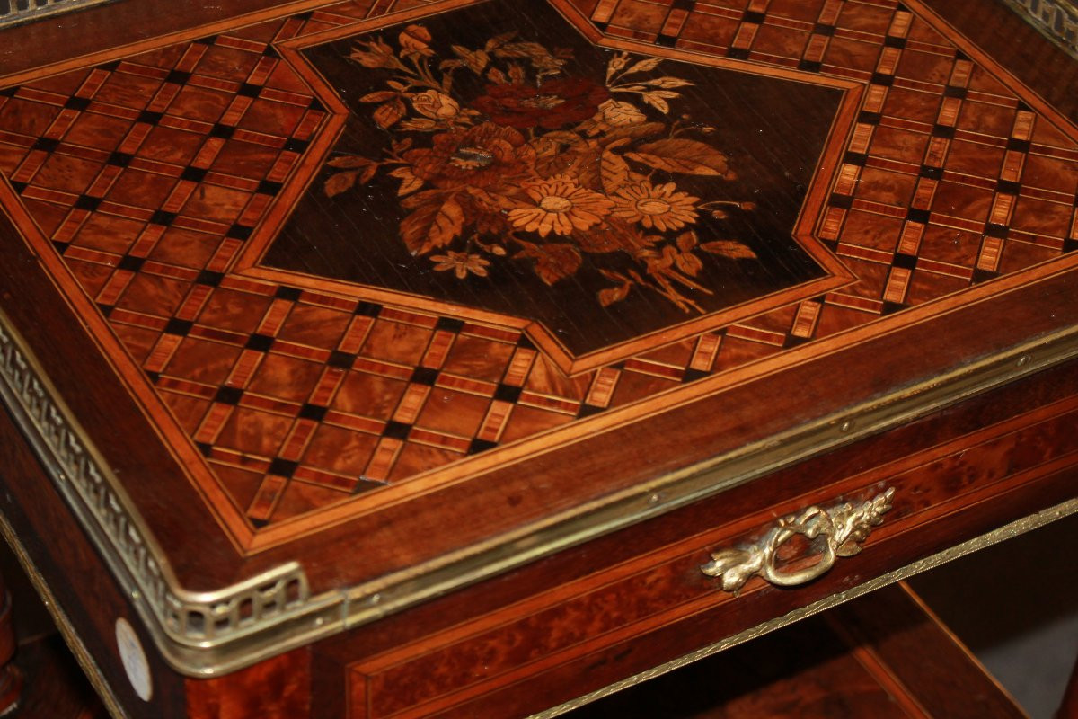 Petite Table Étagère Française Napoléon III – Palissandre et Racine d’Orme, Fin XIXe Siècle-photo-2