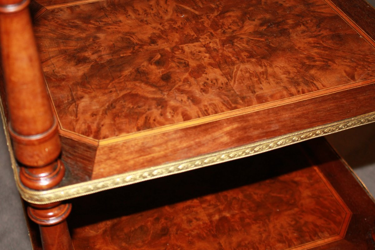 Petite Table Étagère Française Napoléon III – Palissandre et Racine d’Orme, Fin XIXe Siècle-photo-4