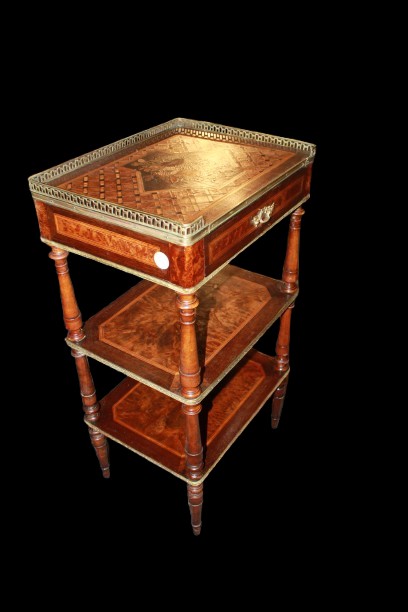 Petite Table Étagère Française Napoléon III – Palissandre et Racine d’Orme, Fin XIXe Siècle-photo-1