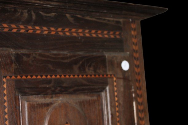 Armoire Française à Une Porte en Chêne avec Marqueterie – Début XIXe Siècle-photo-2