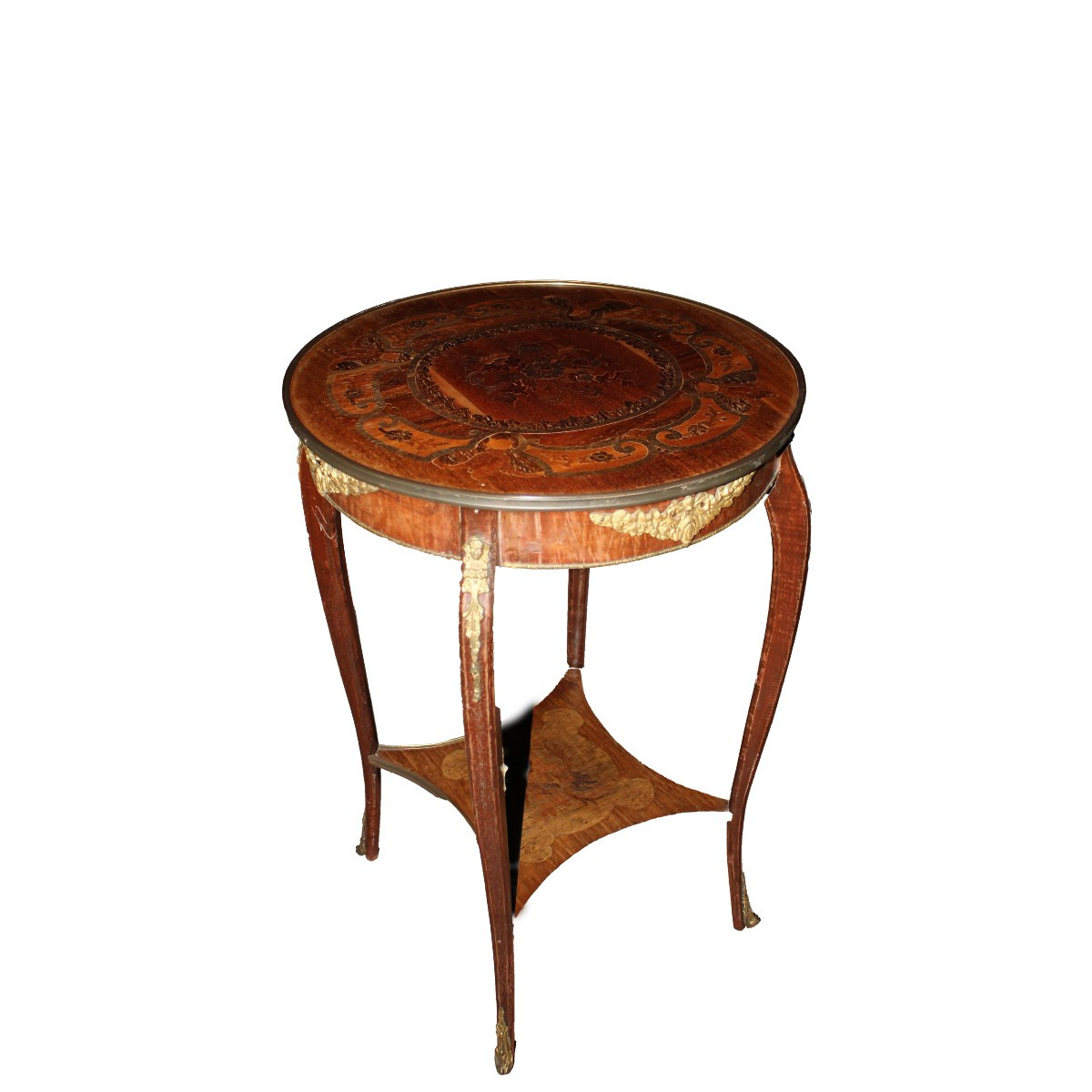 French Louis XV Gueridon Table In Bois De Violette With Marquetry And Bronze Mounts – Late 19th