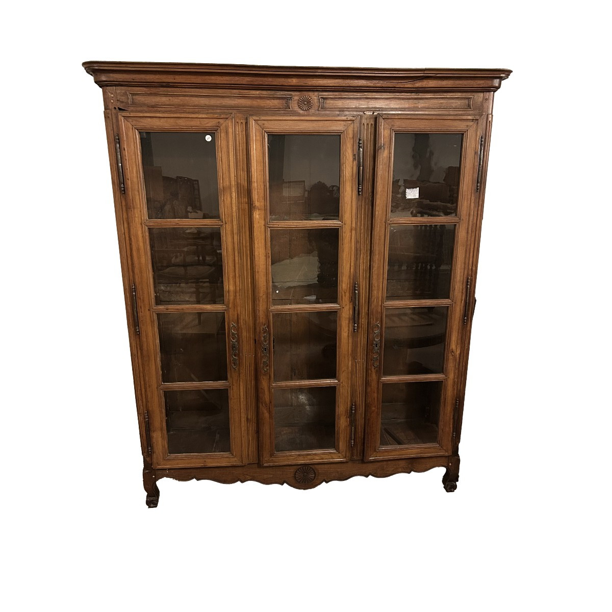 Grande Bibliothèque Provençale Française en Chêne à 3 Portes – Seconde Moitié du XIXe Siècle