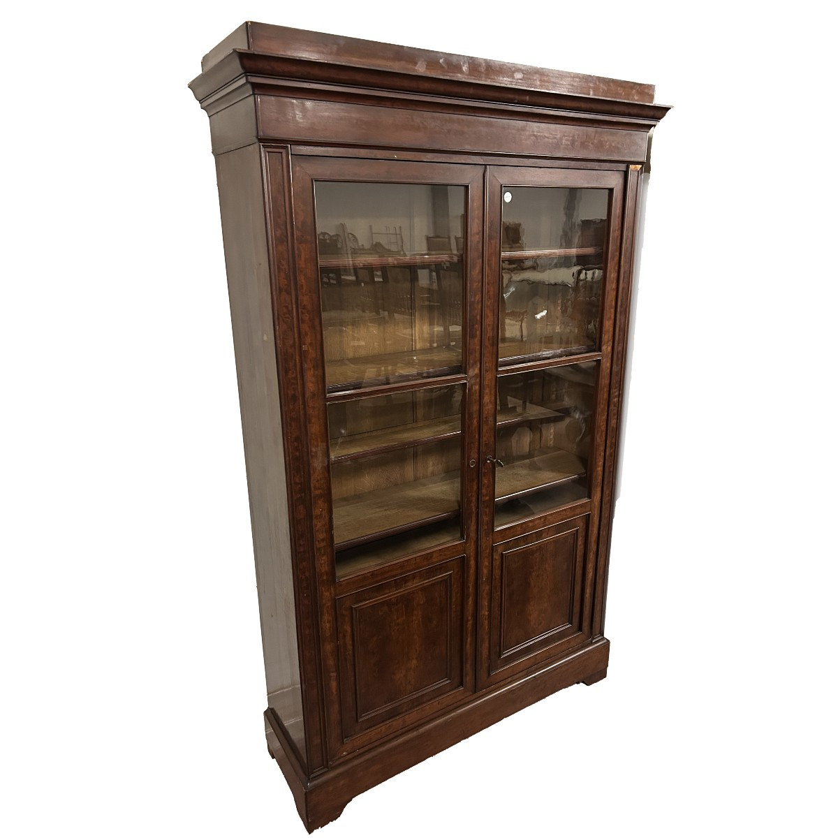 Grande Bibliothèque Française Directoire en Acajou à Portes Vitrées – Milieu XIXe Siècle