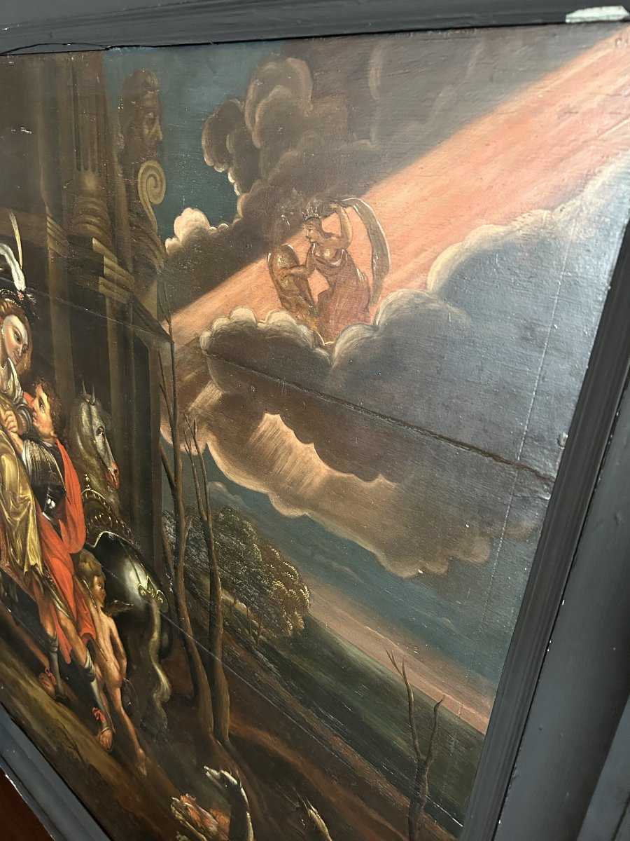 17th Century French Painting – Mythological Allegorical Gallant Scene With Cupid-photo-4