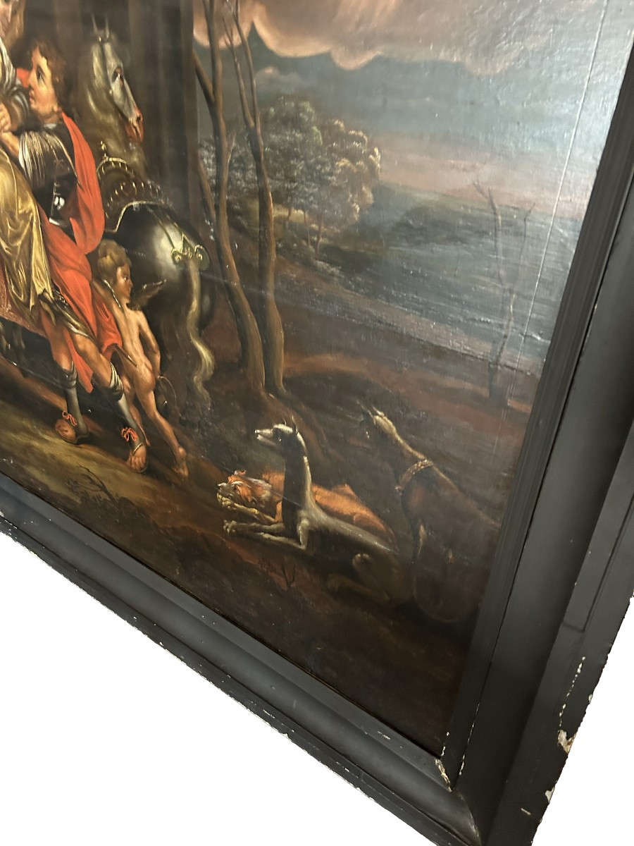 17th Century French Painting – Mythological Allegorical Gallant Scene With Cupid-photo-1