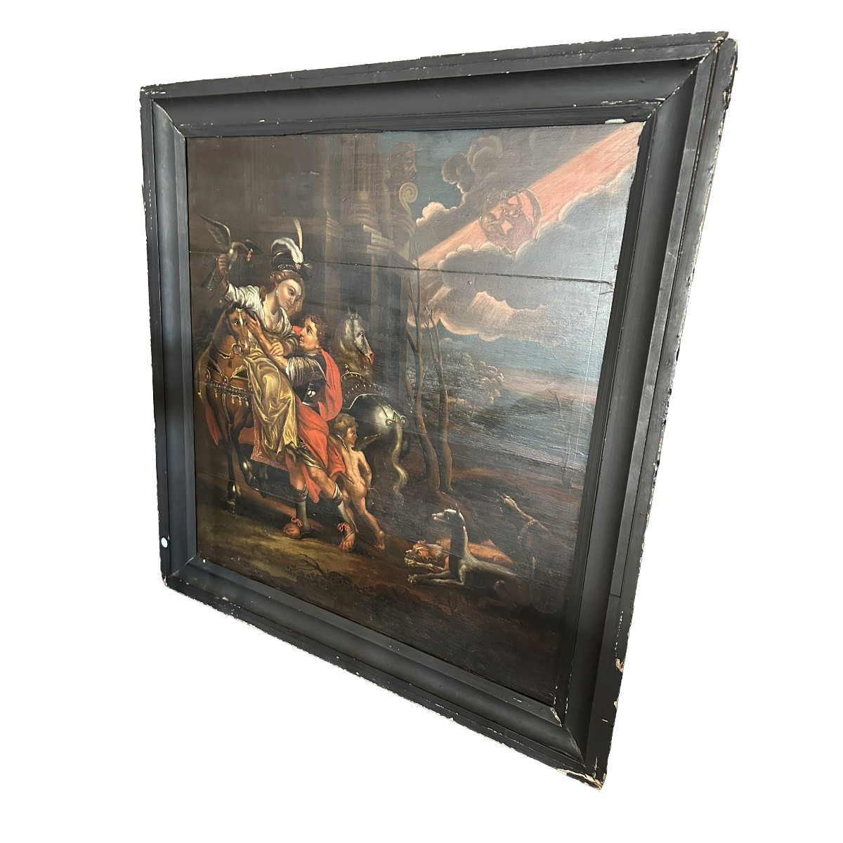 17th Century French Painting – Mythological Allegorical Gallant Scene With Cupid