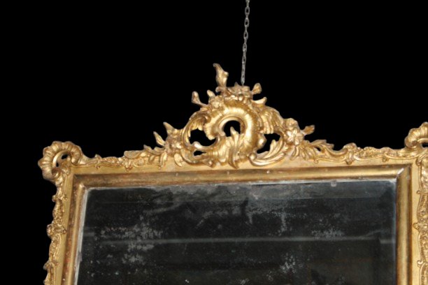 French Giltwood Mirror, Mid-19th Century – Transition Style (gold Leaf)-photo-2