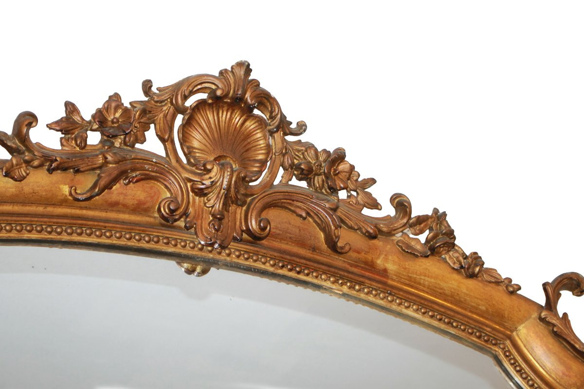 Grande Miroir Français Style Louis XV – Milieu XIXe Siècle (Bois Doré)-photo-3
